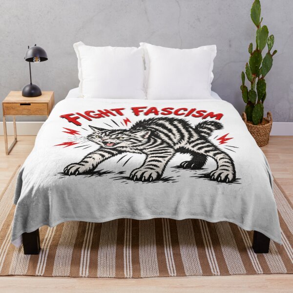 Item preview, Fight Fascism Hissing Cat - Anti Fascist Vintage Punk Cat Art designed and sold by LandFinStudio.