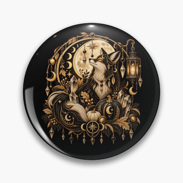 Item preview, Boho Celestial Sacred Gold Fox Moon Art designed and sold by BohoMysticArt.