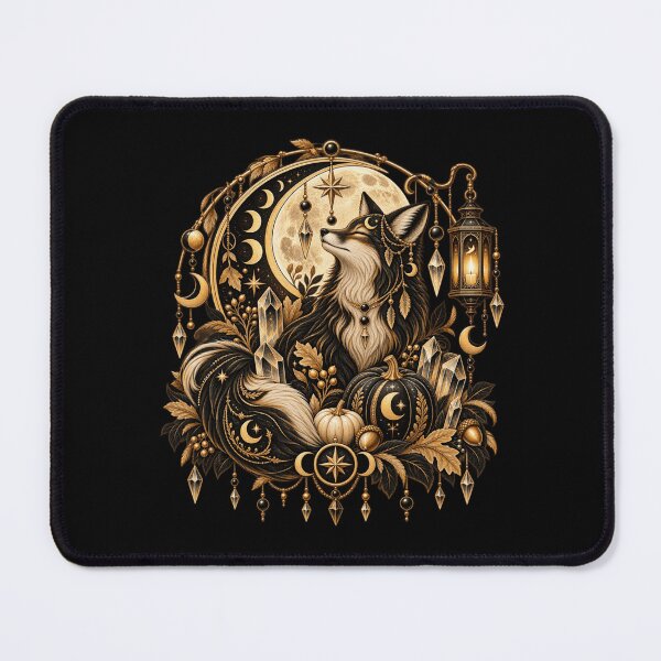 Item preview, Boho Celestial Sacred Gold Fox Moon Art designed and sold by BohoMysticArt.