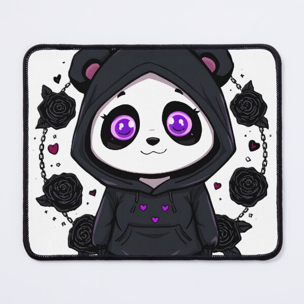 Item preview, Gothic Panda Hoodie | Cute Black Panda With Purple Eyes & Roses designed and sold by dreamz-world.