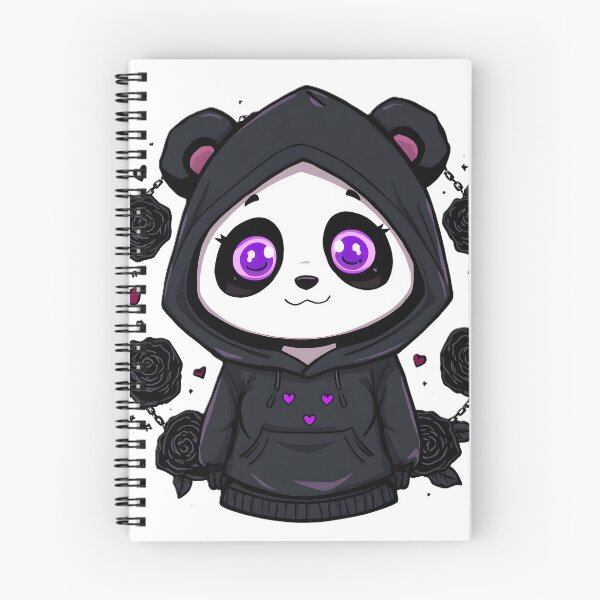 Item preview, Gothic Panda Hoodie | Cute Black Panda With Purple Eyes & Roses designed and sold by dreamz-world.