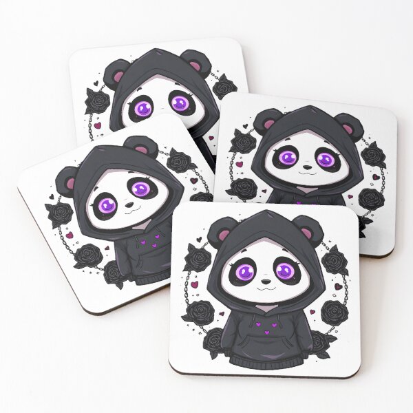 Item preview, Gothic Panda Hoodie | Cute Black Panda With Purple Eyes & Roses designed and sold by dreamz-world.