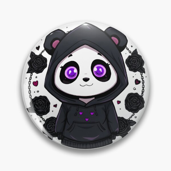 Item preview, Gothic Panda Hoodie | Cute Black Panda With Purple Eyes & Roses designed and sold by dreamz-world.