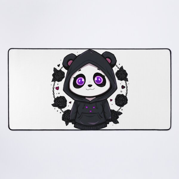 Item preview, Gothic Panda Hoodie | Cute Black Panda With Purple Eyes & Roses designed and sold by dreamz-world.