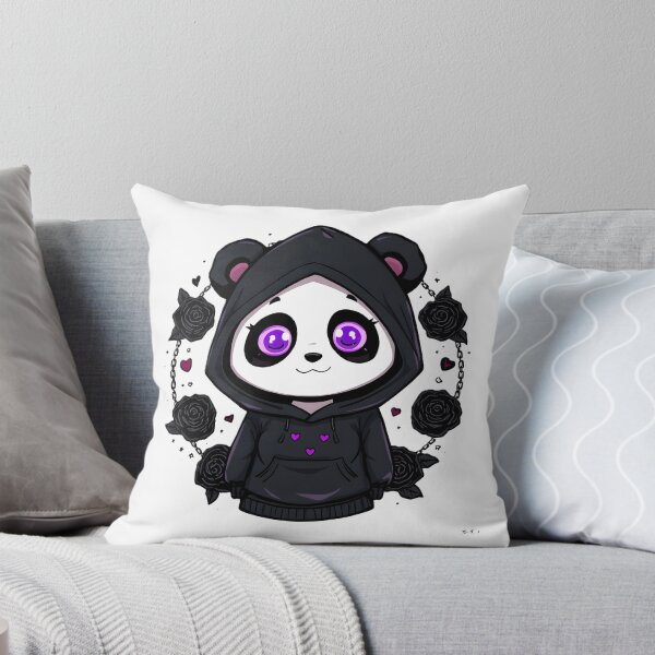 Item preview, Gothic Panda Hoodie | Cute Black Panda With Purple Eyes & Roses designed and sold by dreamz-world.