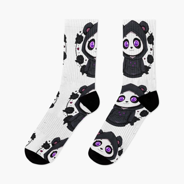 Item preview, Gothic Panda Hoodie | Cute Black Panda With Purple Eyes & Roses designed and sold by dreamz-world.