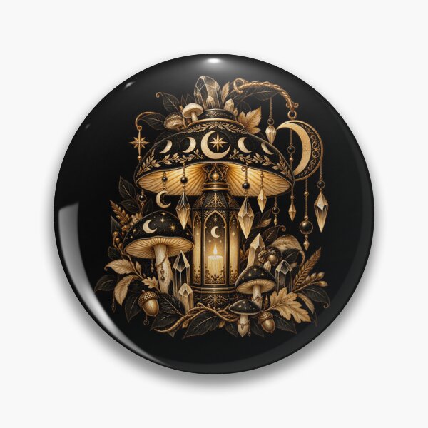 Item preview, Boho Celestial Sacred Gold Mushroom Lantern Art designed and sold by BohoMysticArt.