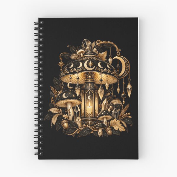 Item preview, Boho Celestial Sacred Gold Mushroom Lantern Art designed and sold by BohoMysticArt.