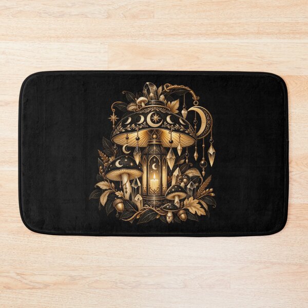 Item preview, Boho Celestial Sacred Gold Mushroom Lantern Art designed and sold by BohoMysticArt.
