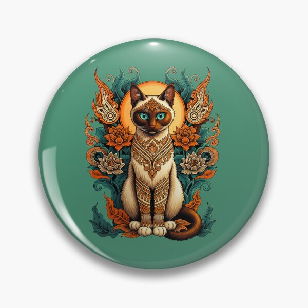 Item preview, Mystical Cat Spirit – Ornate Orange and Teal Floral Cat Art designed and sold by Mousy17.