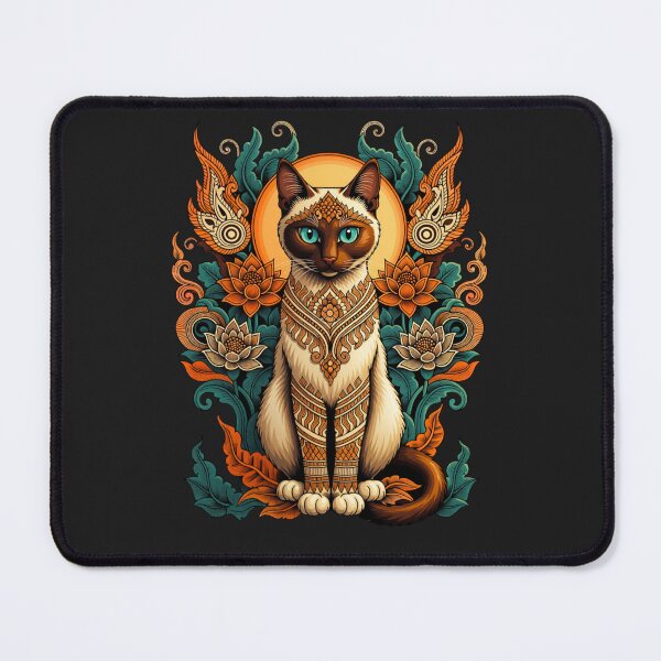 Item preview, Mystical Cat Spirit – Ornate Orange and Teal Floral Cat Art designed and sold by Mousy17.