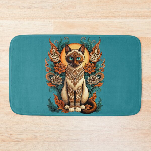 Item preview, Mystical Cat Spirit – Ornate Orange and Teal Floral Cat Art designed and sold by Mousy17.