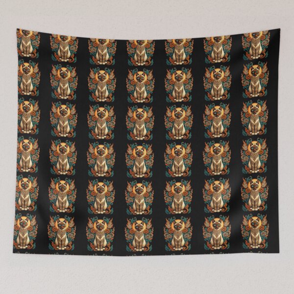 Item preview, Mystical Cat Spirit – Ornate Orange and Teal Floral Cat Art designed and sold by Mousy17.