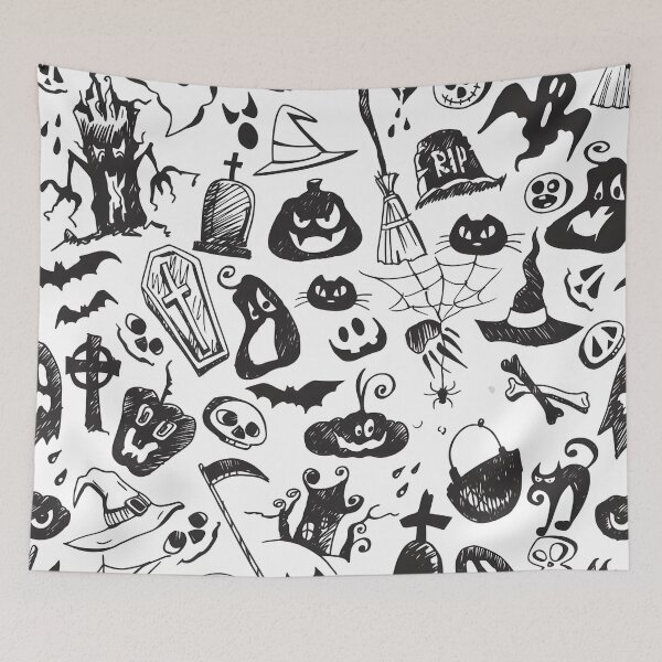 Item preview, Spooky Hand-Drawn Halloween Doodles Seamless Pattern designed and sold by interdesigner.