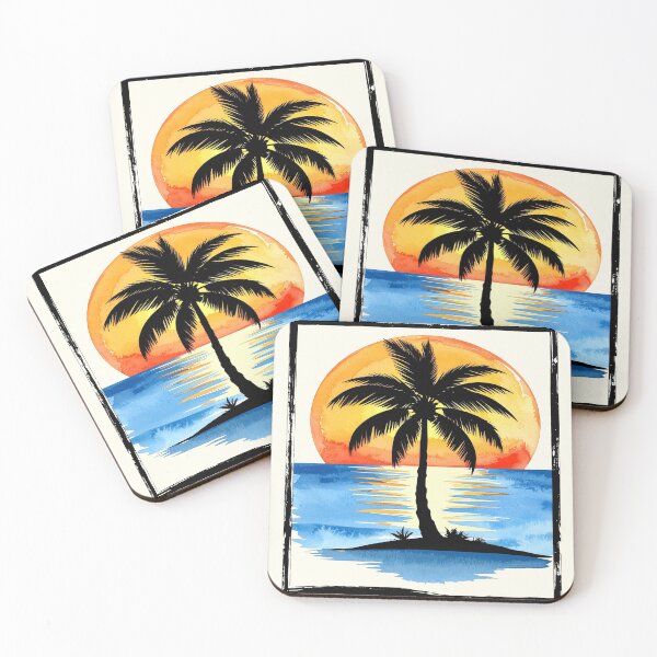 Item preview, Tropical sunset, summer evening with palm tree designed and sold by LiskoDesign.