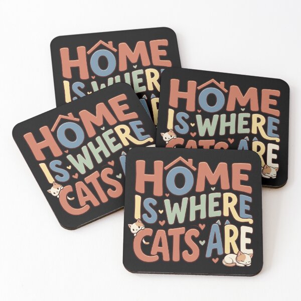 Item preview, Home Is Where Cats Are Cozy Retro Typography Cute Cat Owner Quote    designed and sold by mood-draftsman.