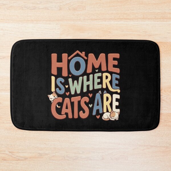 Item preview, Home Is Where Cats Are Cozy Retro Typography Cute Cat Owner Quote    designed and sold by mood-draftsman.