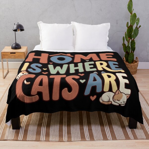 Item preview, Home Is Where Cats Are Cozy Retro Typography Cute Cat Owner Quote    designed and sold by mood-draftsman.