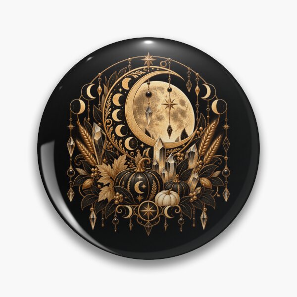 Item preview, Boho Celestial Sacred Gold Pumpkin Moon Art designed and sold by BohoMysticArt.