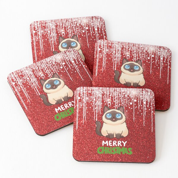 Item preview, Cute Siamese Cat Merry Christmas Holiday Art designed and sold by stormk10.