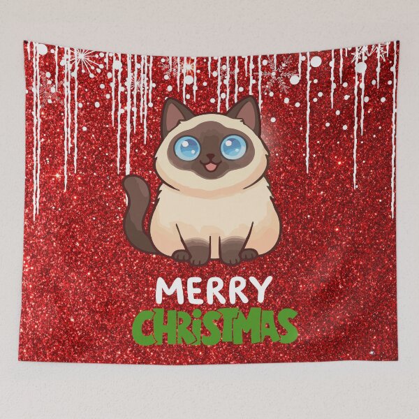 Item preview, Cute Siamese Cat Merry Christmas Holiday Art designed and sold by stormk10.