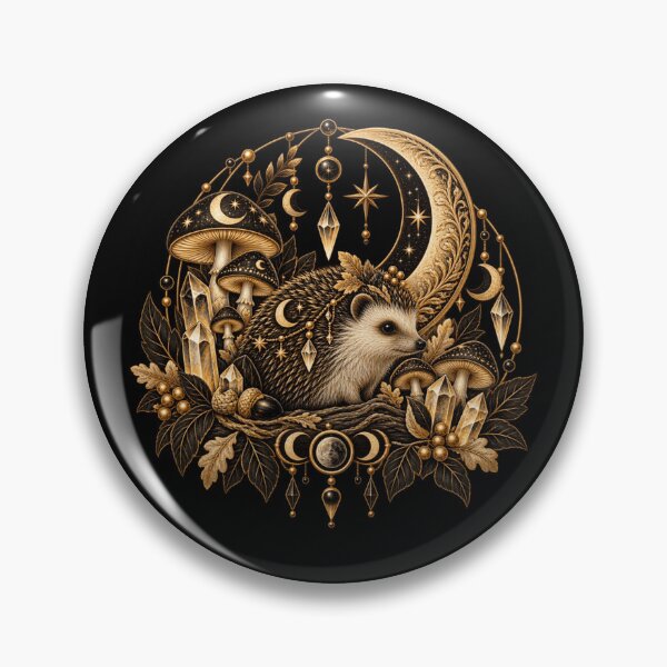Item preview, Boho Celestial Sacred Gold Hedgehog Moon Art designed and sold by BohoMysticArt.