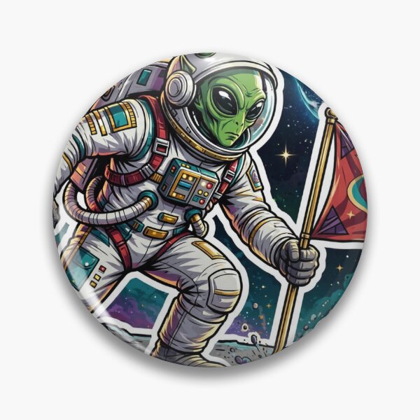 Item preview, Alien Astronaut Moon Flag Art designed and sold by Gangster-Design.