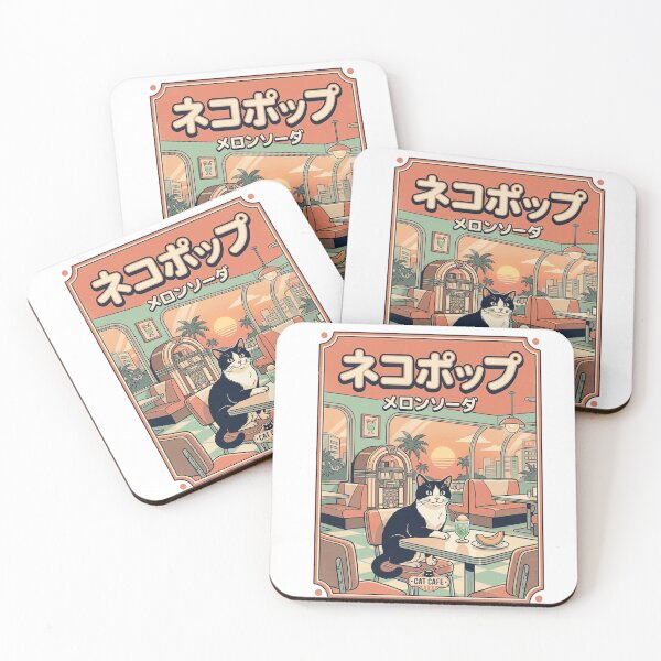 Item preview, Retro Japanese Diner Cat Cafe Vintage Anime Melon Soda  designed and sold by mood-draftsman.