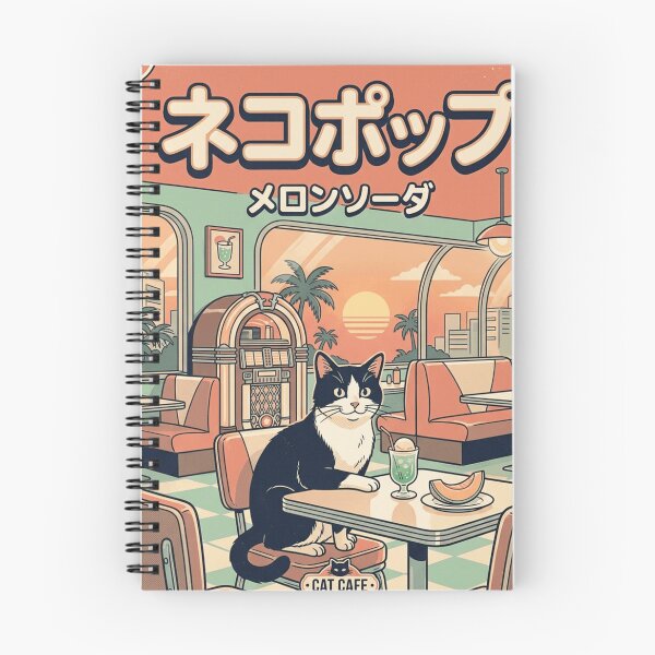 Item preview, Retro Japanese Diner Cat Cafe Vintage Anime Melon Soda  designed and sold by mood-draftsman.