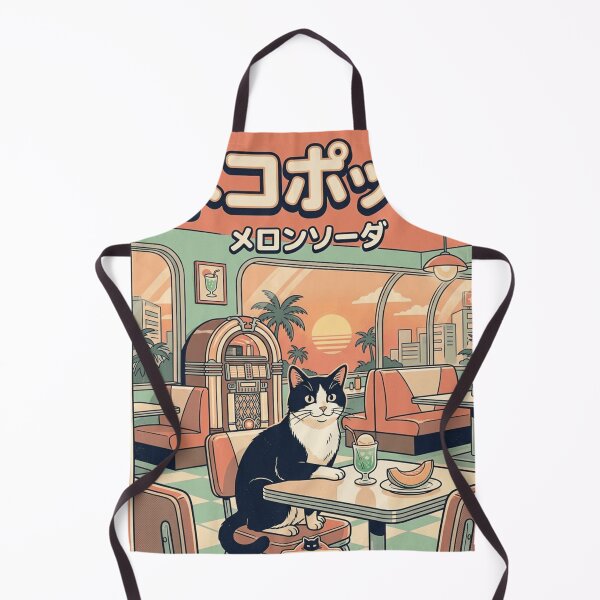 Item preview, Retro Japanese Diner Cat Cafe Vintage Anime Melon Soda  designed and sold by mood-draftsman.