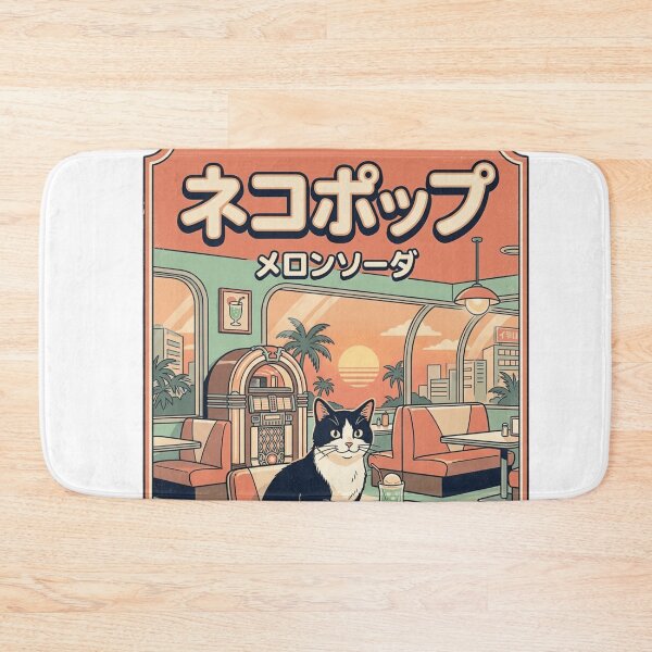 Item preview, Retro Japanese Diner Cat Cafe Vintage Anime Melon Soda  designed and sold by mood-draftsman.