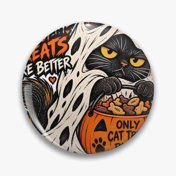 Item preview, Tricks Are Fine But Treats Are Better - Spooky Black Cat Halloween T-Shirt Design designed and sold by KIDEnia.