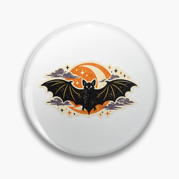 Item preview, Vintage Halloween Flying Bat with Crescent Moon and Stars Emblem designed and sold by interdesigner.