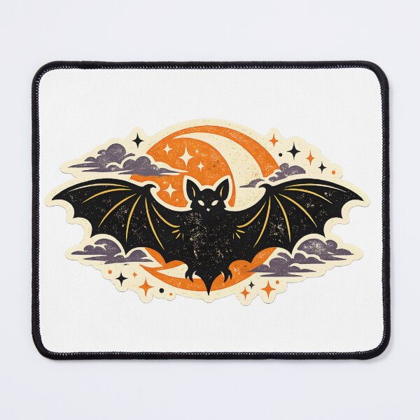 Item preview, Vintage Halloween Flying Bat with Crescent Moon and Stars Emblem designed and sold by interdesigner.
