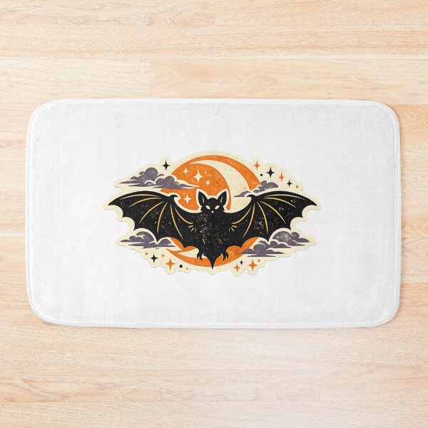 Item preview, Vintage Halloween Flying Bat with Crescent Moon and Stars Emblem designed and sold by interdesigner.
