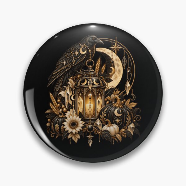 Item preview, Boho Celestial Sacred Gold Raven Lantern Art designed and sold by BohoMysticArt.