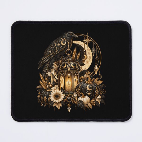 Item preview, Boho Celestial Sacred Gold Raven Lantern Art designed and sold by BohoMysticArt.