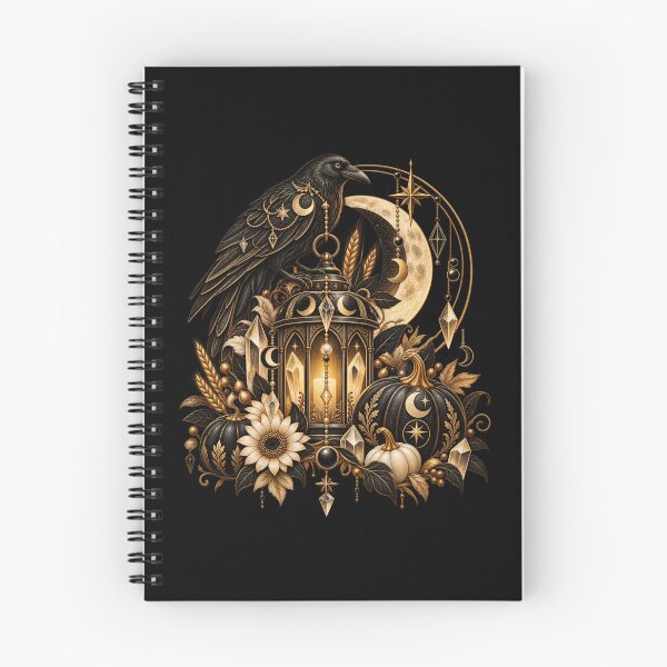 Item preview, Boho Celestial Sacred Gold Raven Lantern Art designed and sold by BohoMysticArt.
