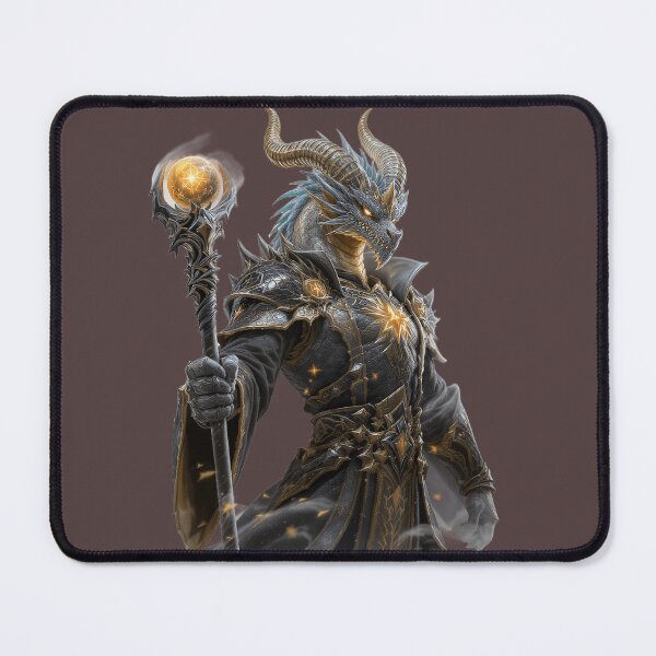Item preview, Epic Dragonborn Sorcerer Fantasy Art / Dragon Mage with Magic Staff designed and sold by charmaroundyou.