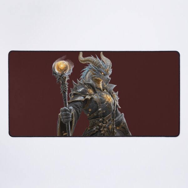 Item preview, Epic Dragonborn Sorcerer Fantasy Art / Dragon Mage with Magic Staff designed and sold by charmaroundyou.