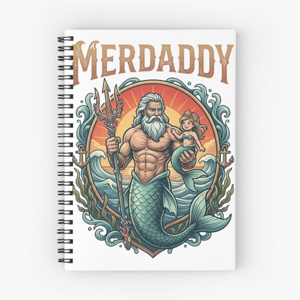 Aperçu de l'œuvre Merdaddy Mermaid Dad and Daughter Ocean Trident créée et vendue par designwiss.