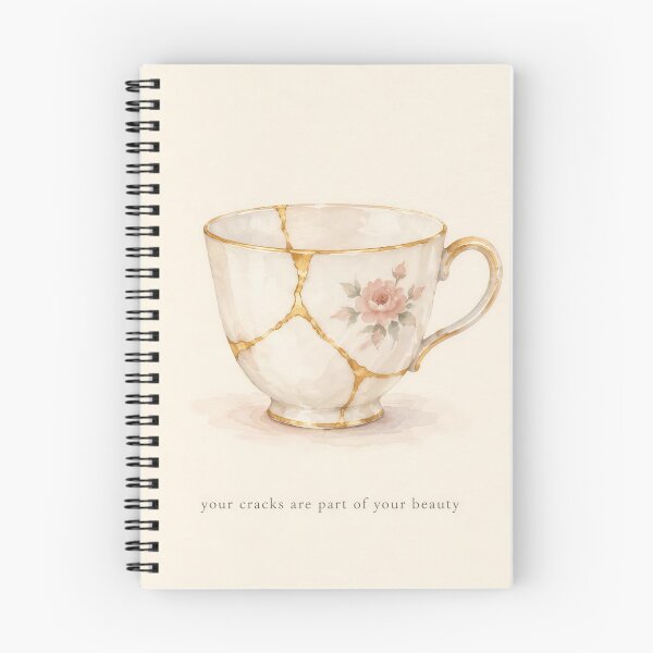 Item preview, Your Cracks Are Beauty Kintsugi Teacup Illustration | Mental Health Wall Art designed and sold by FixationStudio.