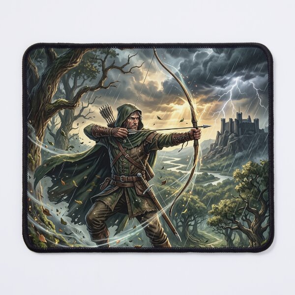 Item preview, Robin Hood Aiming Bow in Sherwood Forest - Fantasy Art designed and sold by Lucid Dream Pixel.
