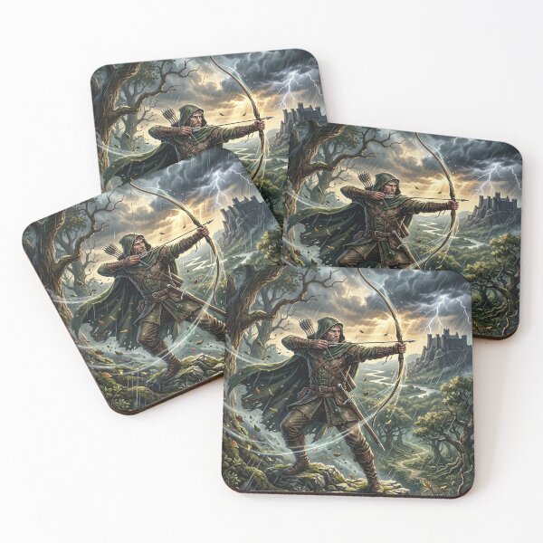 Item preview, Robin Hood Aiming Bow in Sherwood Forest - Fantasy Art designed and sold by Lucid Dream Pixel.