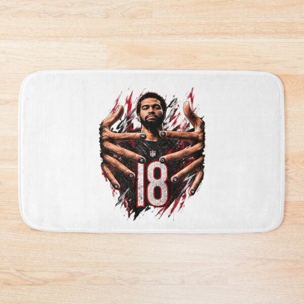 Aperçu de l'œuvre Caleb Williams 18 Bear Down - T-shirt rétro à motif football, noir et blanc, style bootleg créée et vendue par CatiaStudioArt.