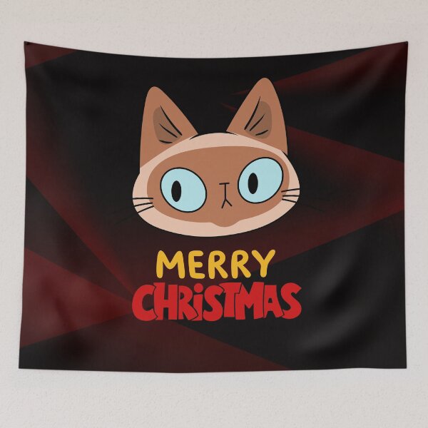 Item preview, Cute Siamese Cat Merry Christmas Holiday Art designed and sold by stormk10.