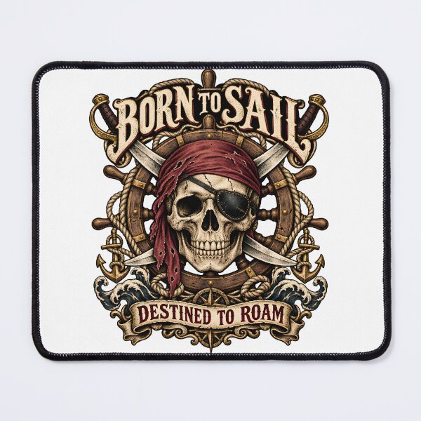 Item preview, Born to Sail, Destined to Roam – Vintage Pirate Skull Emblem designed and sold by ZayCreates.