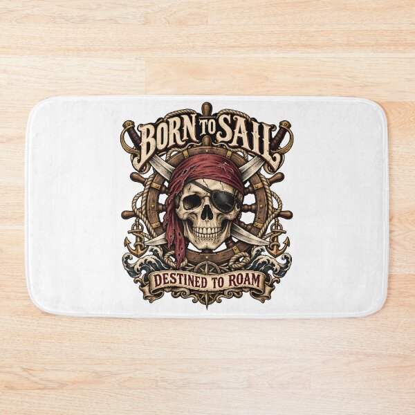 Item preview, Born to Sail, Destined to Roam – Vintage Pirate Skull Emblem designed and sold by ZayCreates.