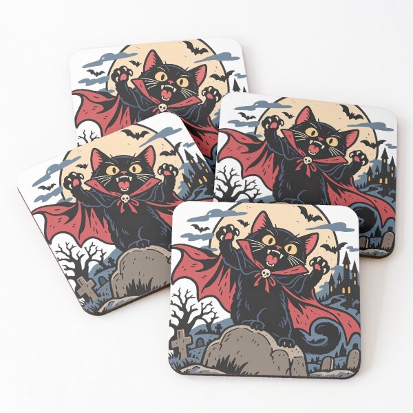 Item preview, Vampire Black Cat T-Shirt Design - Halloween Graveyard Moon Bats Gothic Art designed and sold by KIDEnia.