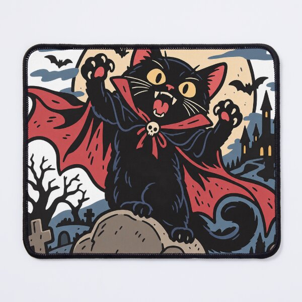 Item preview, Vampire Black Cat T-Shirt Design - Halloween Graveyard Moon Bats Gothic Art designed and sold by KIDEnia.
